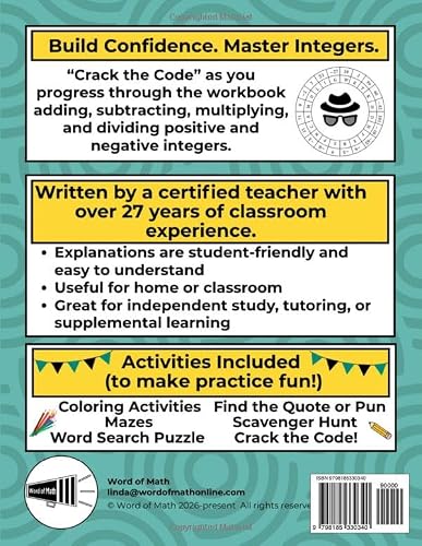 Pre-Algebra Integers Workbook: A Math Workbook with Explanations, Examples, Skills Practice, Review, Quizzes, Tests, and Fun Activities for Adding, ... Complete Answer Keys (Pre-Algebra Workbooks) - Image 2