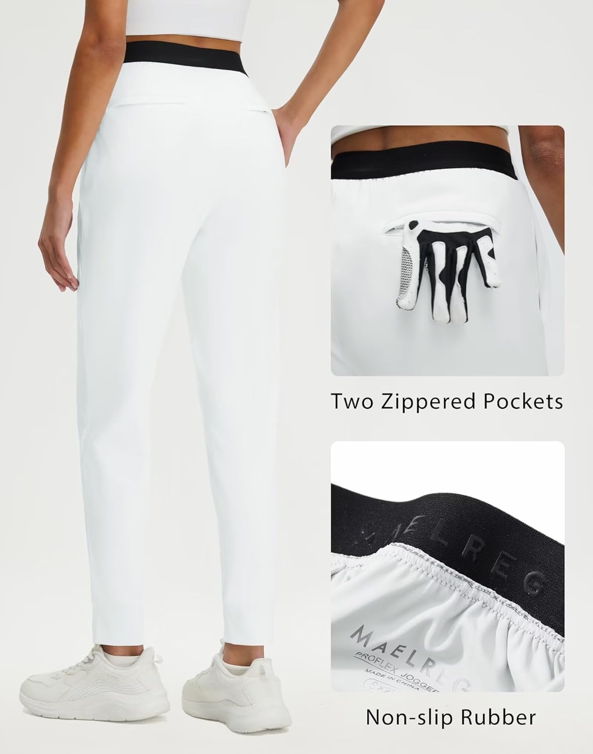 M MAELREG Womens Joggers with Pockets 26"/28"/30" Stretch Drawstring Tapered Running Sweatpants for Women Golf Lounge Workout