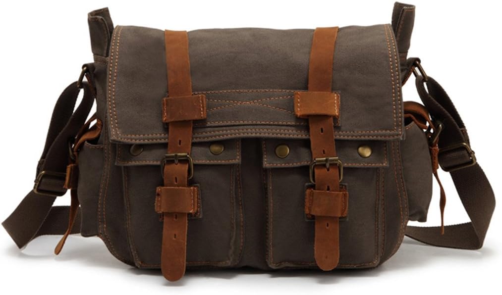 econoLED Men's Trendy Colonial Italian Style Messenger Bag with Leather Straps US