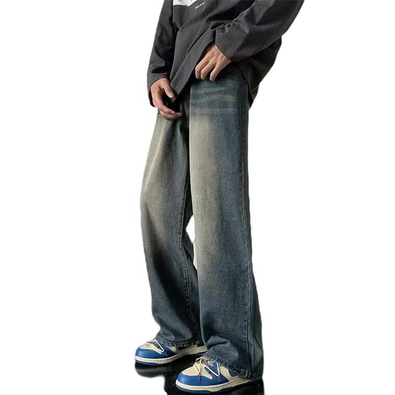 Jean à jambe droite délavé parfait pour le style décontracté du printemps en ville
