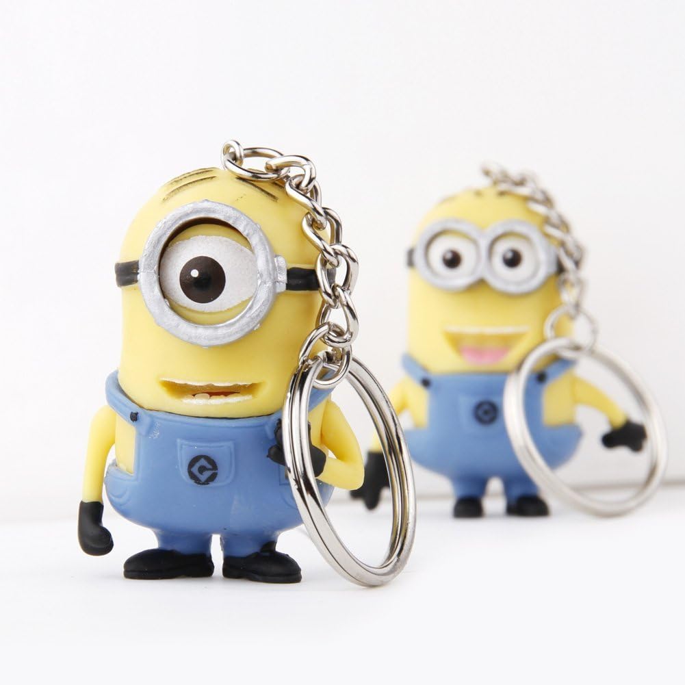 Cute Cartoon Despicable Me 3d Eye Small Minions Anime Doll Rubber Action Figure Classic Kid Toys Key Chains