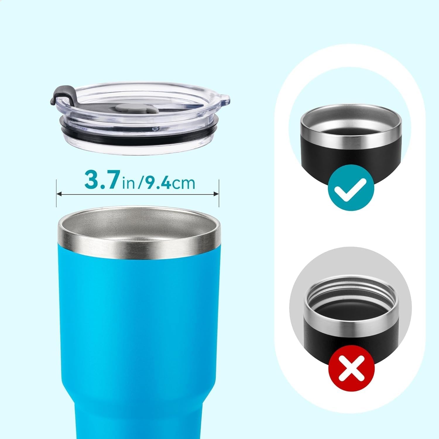 2Pack Replacement Lids Compatible with Hydro Flask Tumbler 40oz 32oz, Splash-Proof, BPA Free Replacement Reusable Tumbler Cover - Image 2