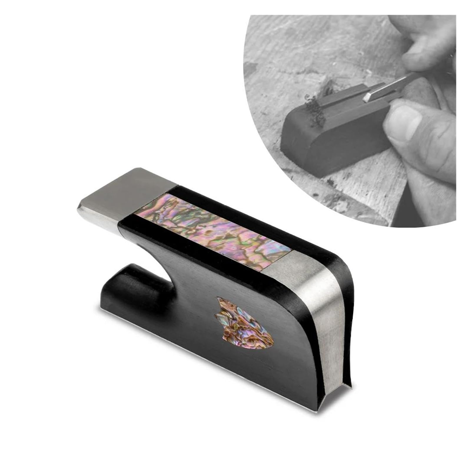 accessori per violino Arco per violino in ebano Colorato intarsio di perle Rana Parti in argento Produttore di archi per violino