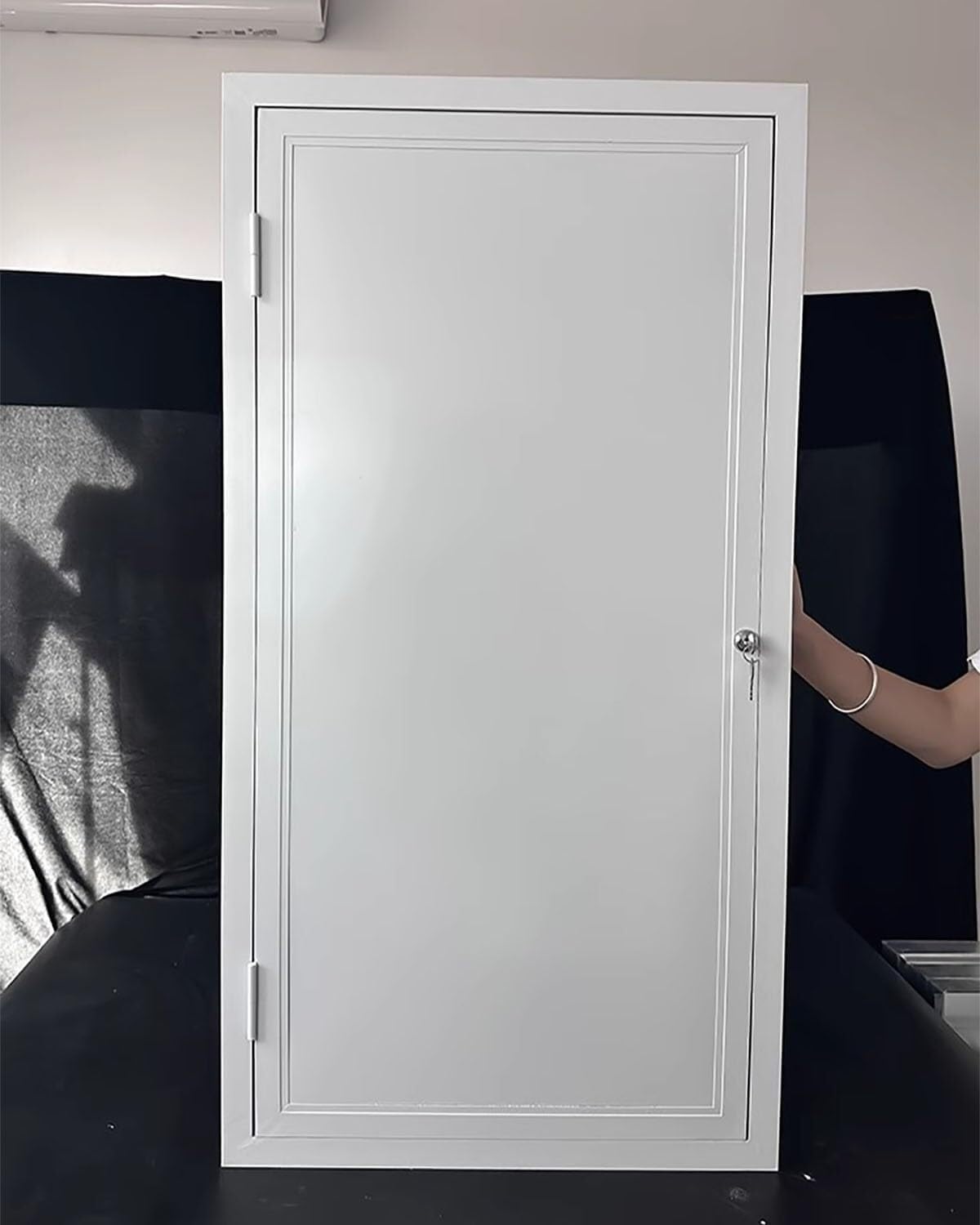 Kjobdwz One Color Steel Access Panel Access Panel Aluminum Access Panel In Wall With Lock Key, Plumbing Attic Door Service Hatch(12X34in(30.5X86.4cm))