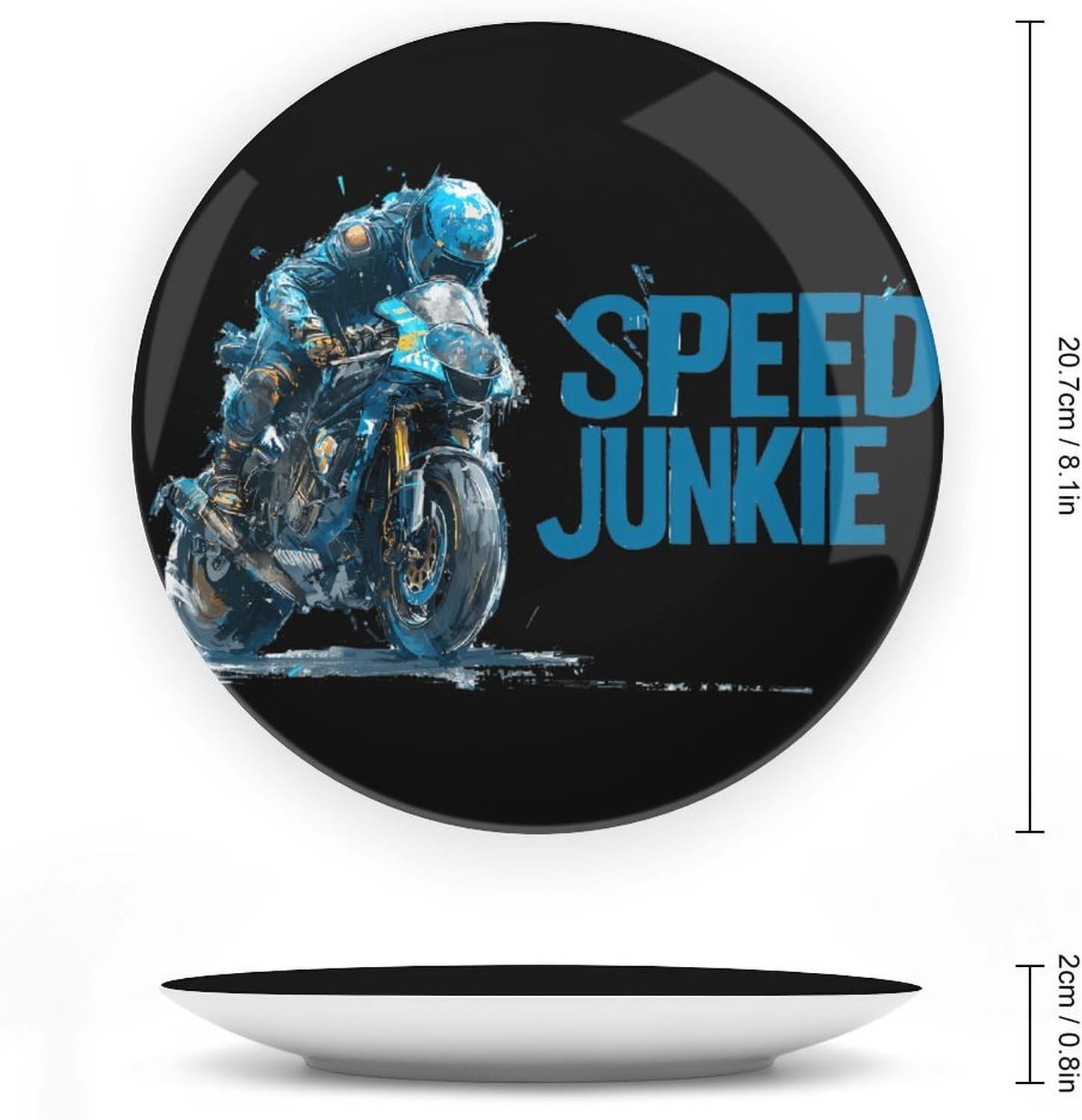 Speed Junkie Bike Superbike Decorative Plates for Display Ceramic Plate Tray with Stand Hanger Home Decor