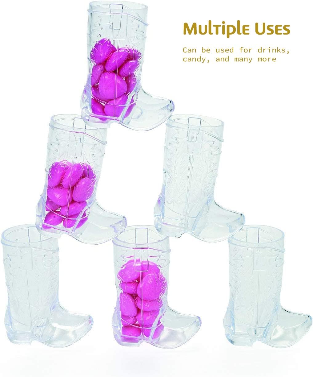 Fun Express Fun Express Plastic Mini Boot Glasses, Bachelorette Party, Cowbow and Cowgirl Birthday Supplies, 12 Pieces