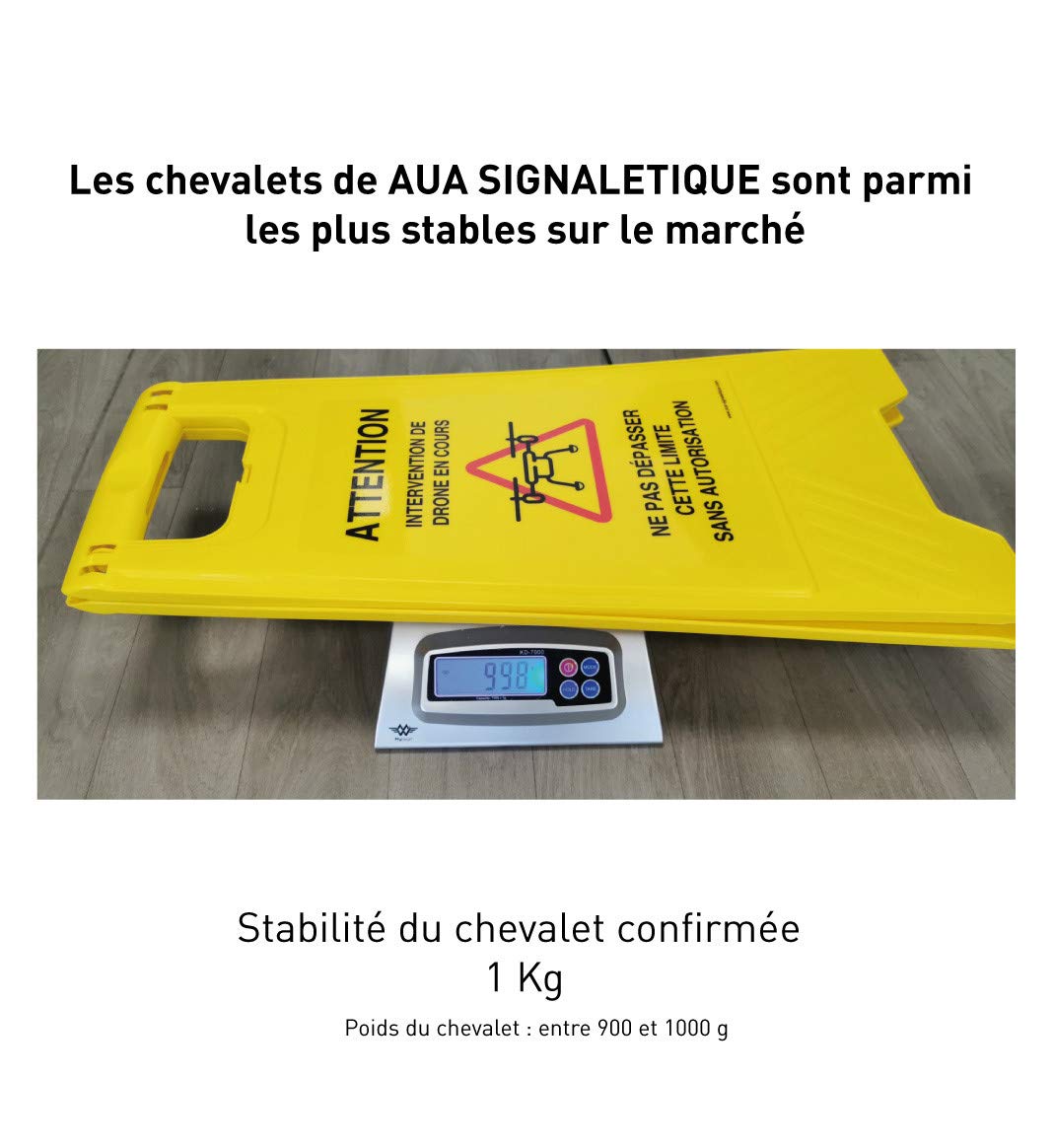 Aua Signaletique - Chevalet Signalisation Vierge sans Marquage - Poids 1 kg en Plastique Jaune, 1 Chevalet Jaune, 24.4 x 11.8 inches - Image 3