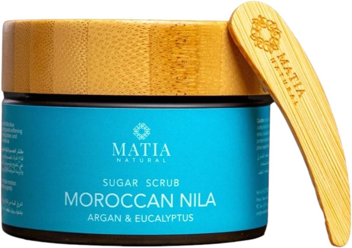 Moroccan Nila Scrub & Face Mask | Natural Exfoliating Scrub for Women and Men | Infused with Shea Butter,Argan Oil & Eucalyptus | Vitamin E & Moroccan Nila Powder