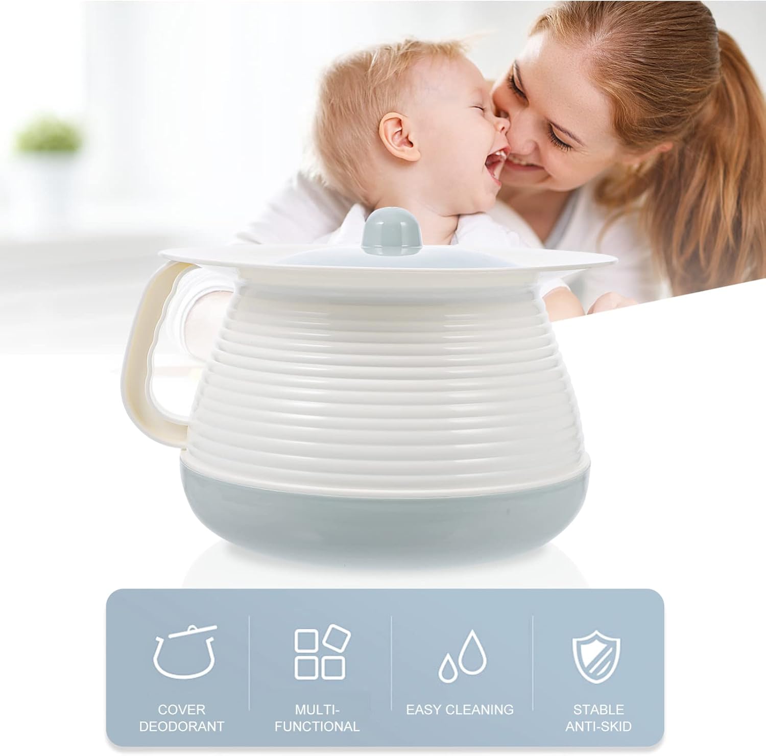 Cabilock Spittoon with Lid Portable Chamber Pot Covered Night Urinal for Home Hospital Adults Kids Smooth Easy to Clean Plastic Design 8.07 X 8.07 X 5.31 in