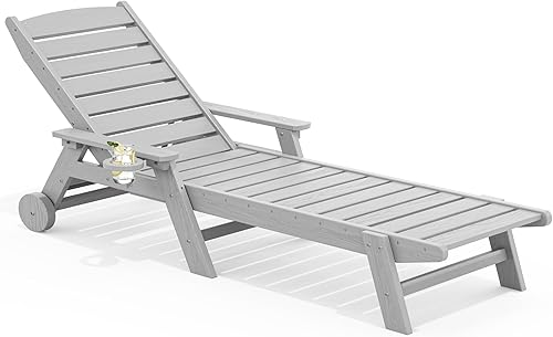 Miniatura 37 de SERWALL Juego de 2 Sillas Tumbonas para Patio, 78'' de Largo, 5 Posiciones Ajustables, HDPE, Tumbona para Exteriores para Piscina, Silla de Salón