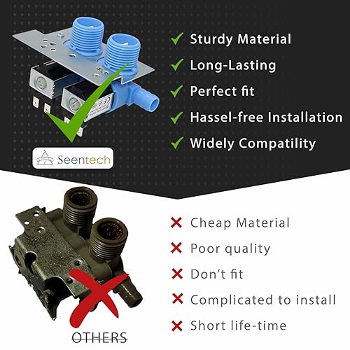 Miniatura 5 de Seentech - Válvula de entrada de agua 285805 con soporte de montaje para lavadora de ropa, funciona con ajuste exacto para Whirlpool, Kenmore