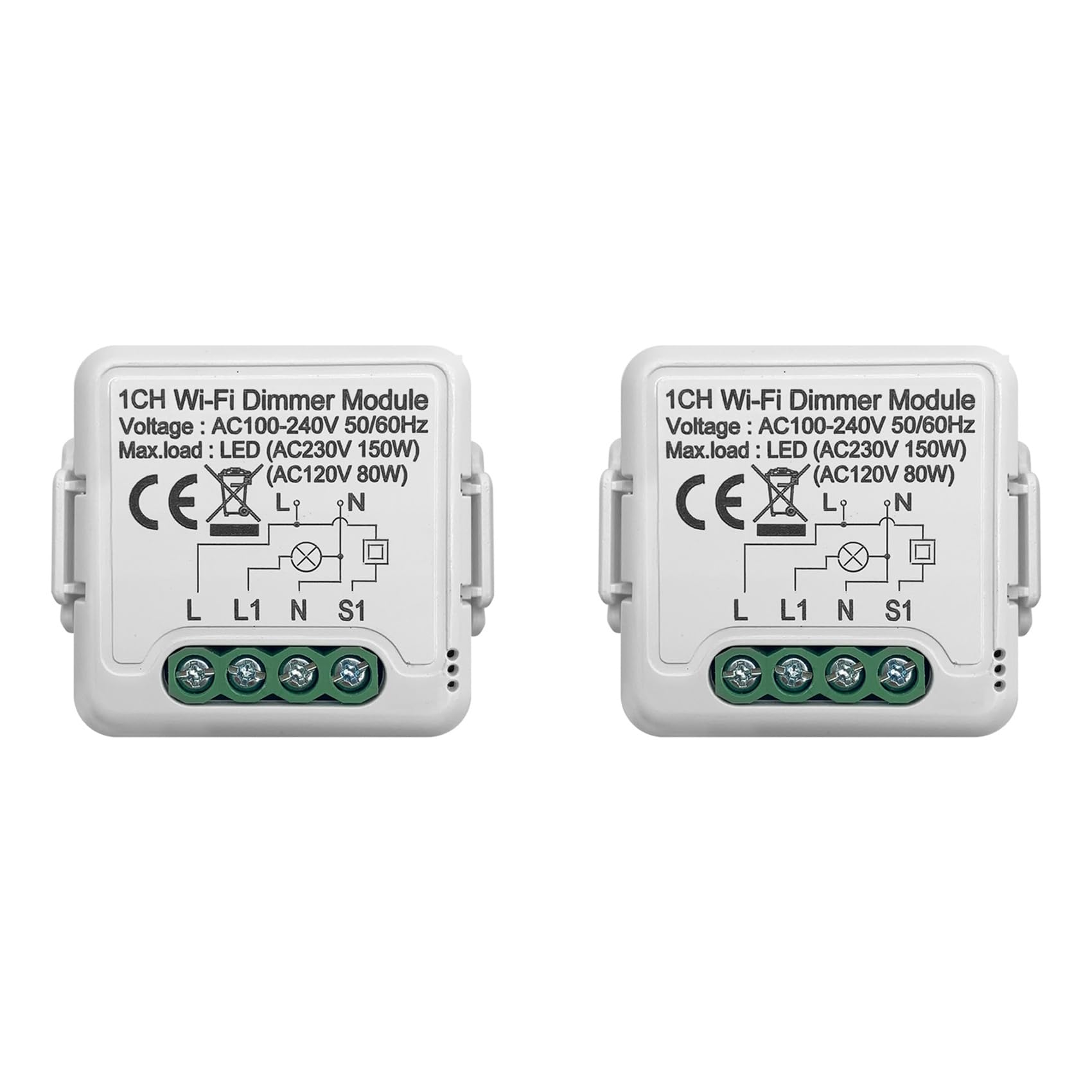2X Tuya Wifi Smart Dimmer Switch Modulo 10A Supporto Controllo un 2 Vie 1 Gang Compatibile per Home Smart Life App