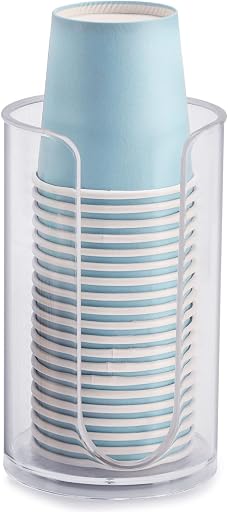 LoveBB Bathroom Cup Dispenser, 3oz-5oz Small Disposable Paper Cups Holder for Bathroom Vanity Countertop's Rinsing/Mouthwash Cups, Clear