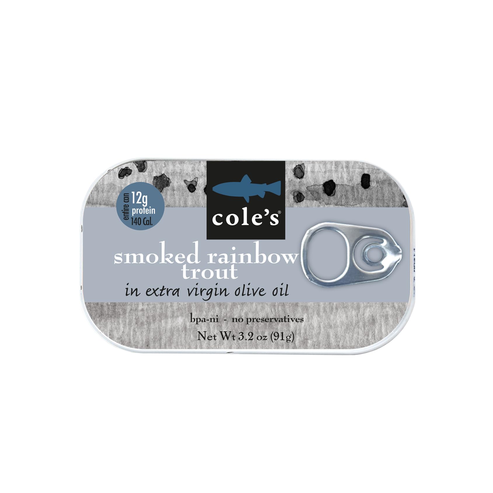 COLE’S - Smoked Trout Fillet with Extra Virgin Olive Oil | 3.2oz Hand-Packed Canned Fish | High in Protein & Vitamin D | Preservative Free | Single Unit