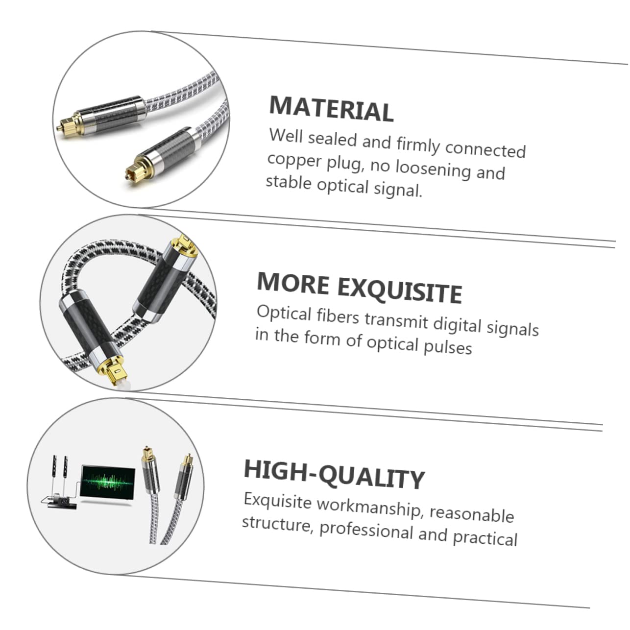 Artibetter Cavo Audio Ottico Digitale Nero 5 Metri in Fibra Ottica