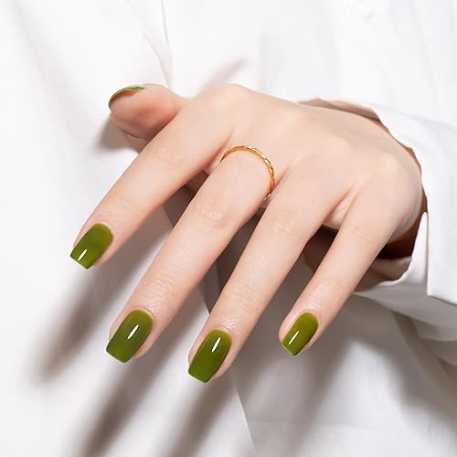Miniatura 4 de MAYCHAO Esmalte de uñas en gel de 0.5 onzas líquidas, 1 esmalte de gel verde gelatina, esmalte de uñas verde translúcido, arte de uñas, salón de