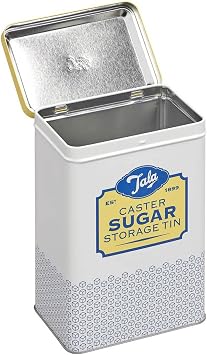 Tala Originals Storage Tin, Metal, Yellow and Cream Nostalgic Design, Holds a Full Bag of Caster Sugar (Sugar Not Included)