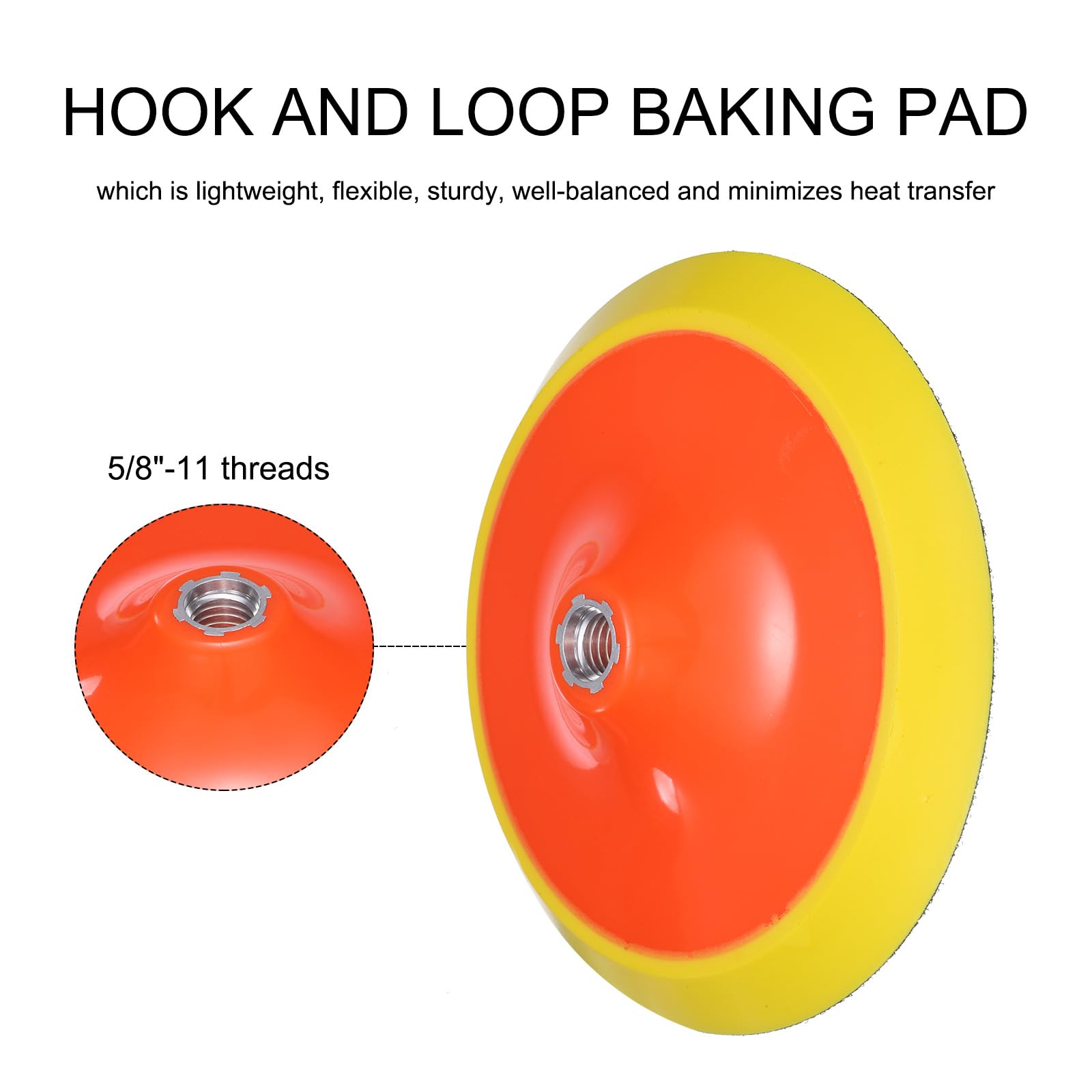 Sourcingmap 7 Inch Hook and Loop Backing Sanding Pads with 5/8"-11 Thread for Diamond Sanding Finishing Polishing Buffing Pads - Image 4