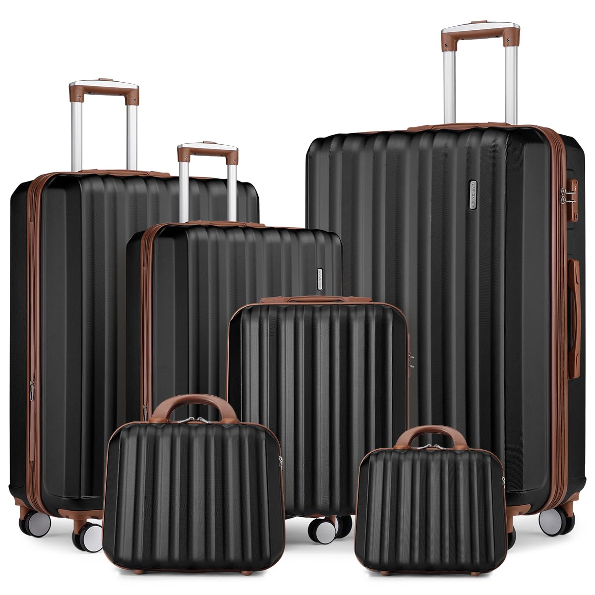 LARVENDER Luggage Sets 6 Piece, Suitcases With Wheels, Expandable Hardshell Carry on Luggage Suitcase Set, Lightweight Travel Luggage Set with TSA