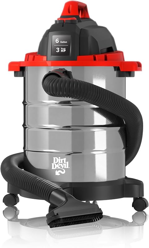 Dirt Devil 6 Gallon Corded Wet Dry Shop Vacuum, Portable | Heavy Duty Vacuum for Garage, Home, Workshop or Vehicle, Durable Design with Versatile Tools, Wet/Dry Shop Vac