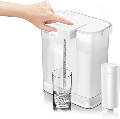 PHILIPS Jarra de filtro de agua de 12 tazas con filtro Plus - ADD5902, dispensador de agua recargable, filtro purificador de agua para puerta de