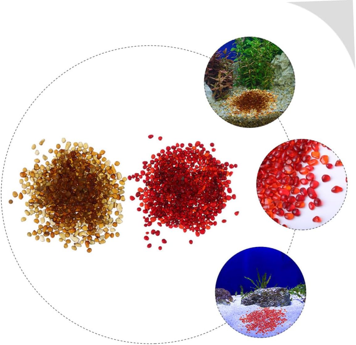LALAFINA 2 Sets Aquarium Gravel Bulk Landscaping Gravels Natural Colored Glass Decorative Substrate 250g China Red 250g Amber for Freshwater Aquariums