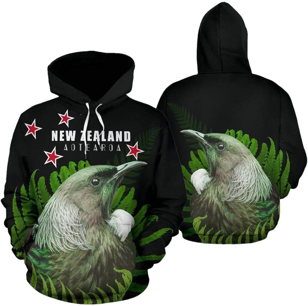 Personalized 3D Blue Aotearoa New Zealand Hoodie, New Zealand Sweater, Long Sleeves 3D Tattoo Shirts Tee Zip Hoodies S-5XL
