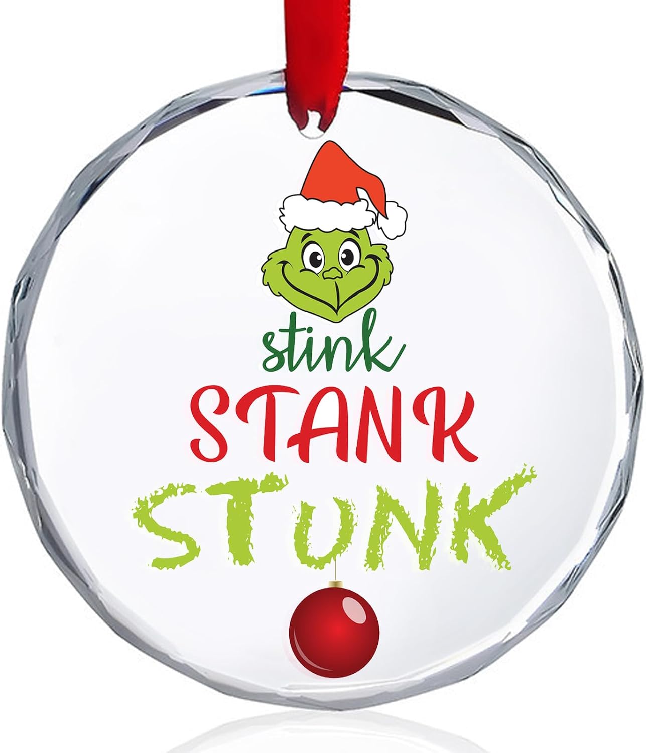 Huyfoig Green Christmas Small Glass Hanging Ornament for