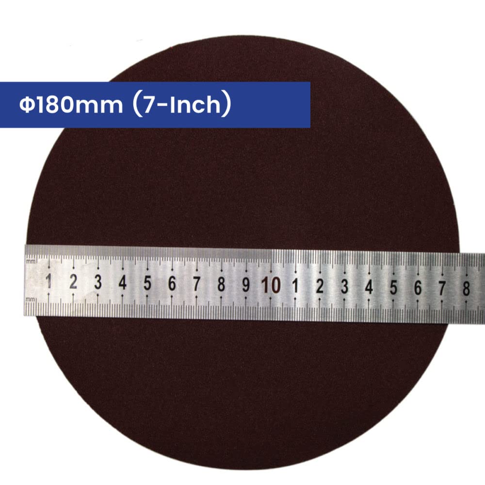 25 discos de lija de 180 mm (7 pulgadas) de óxido de aluminio, papel de lija en seco, grano de velcro 40~2000,40, grueso