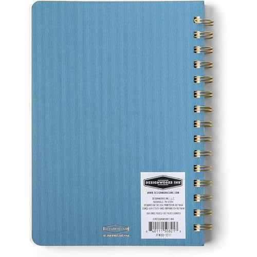 DesignWorks Ink 6\" x 8.25\" Classic Blue Textured Paper Twin Wire Spiral Notebook Journal with 160 Lined Pages for Work, Writing, Journaling - Thumbnail 2