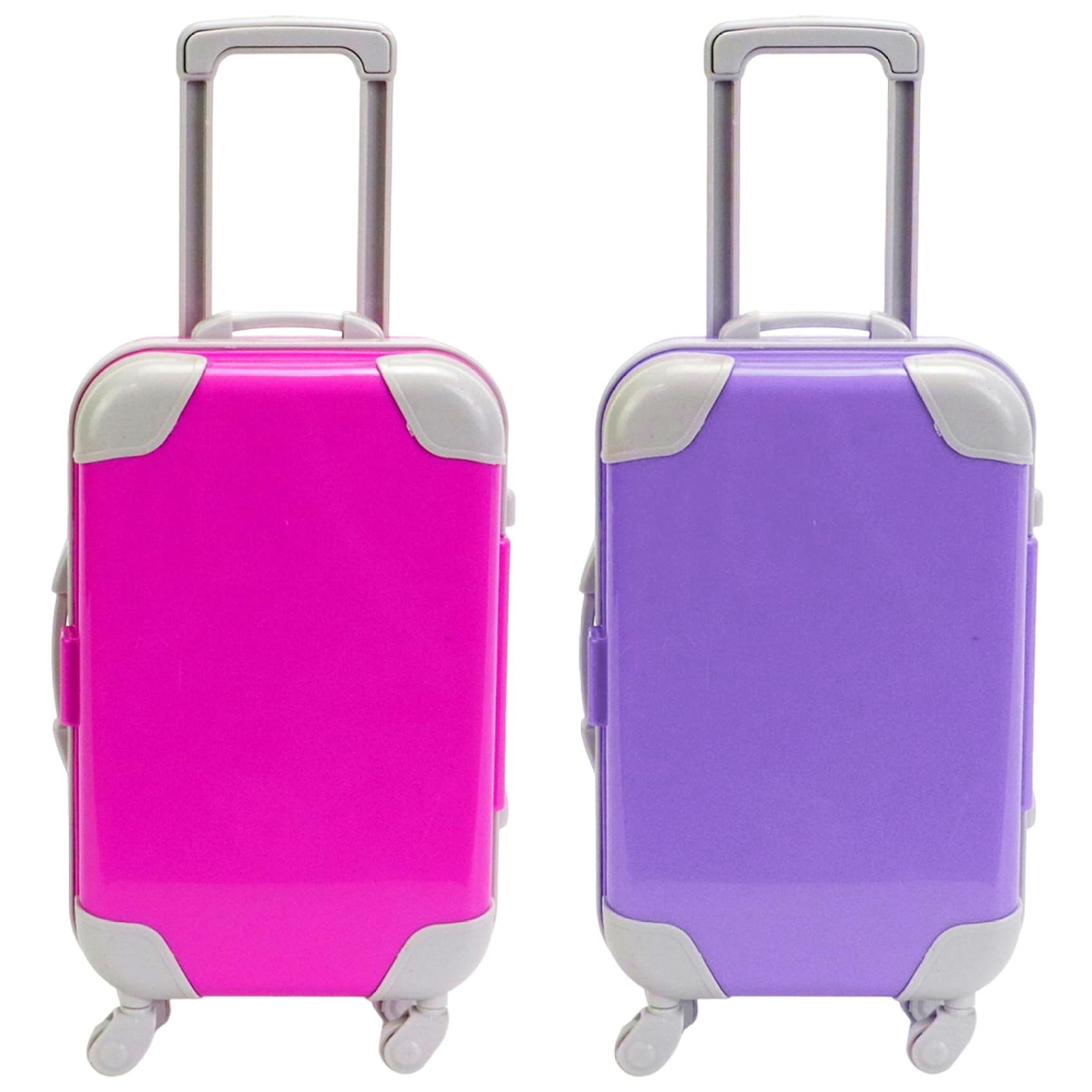 Suxdlan 2Pcs Mini Suitcase Realistic Mini Suitcase Party Favor Box Openable Luggage with Extendable Pull Rod & Movable Wheel for Dolls Girls, Style 2