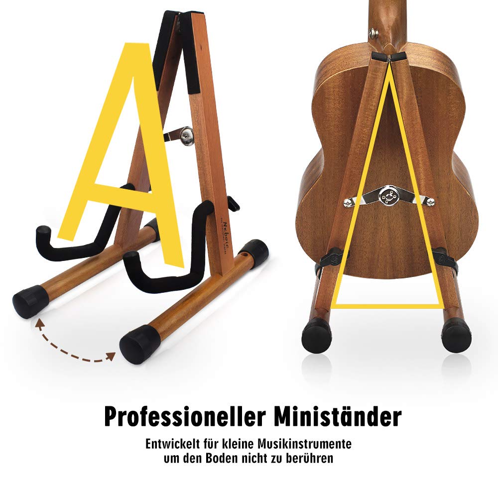 Neboic Ukulele Ständer, Geigenständer mit Bogenhalter, Mandolinenständer, E-Gitarrenständer, Faltbarer "A" -Ständer für 21/23/26 Ukulele, Violine, Mandoline und Elektrische Gitarre