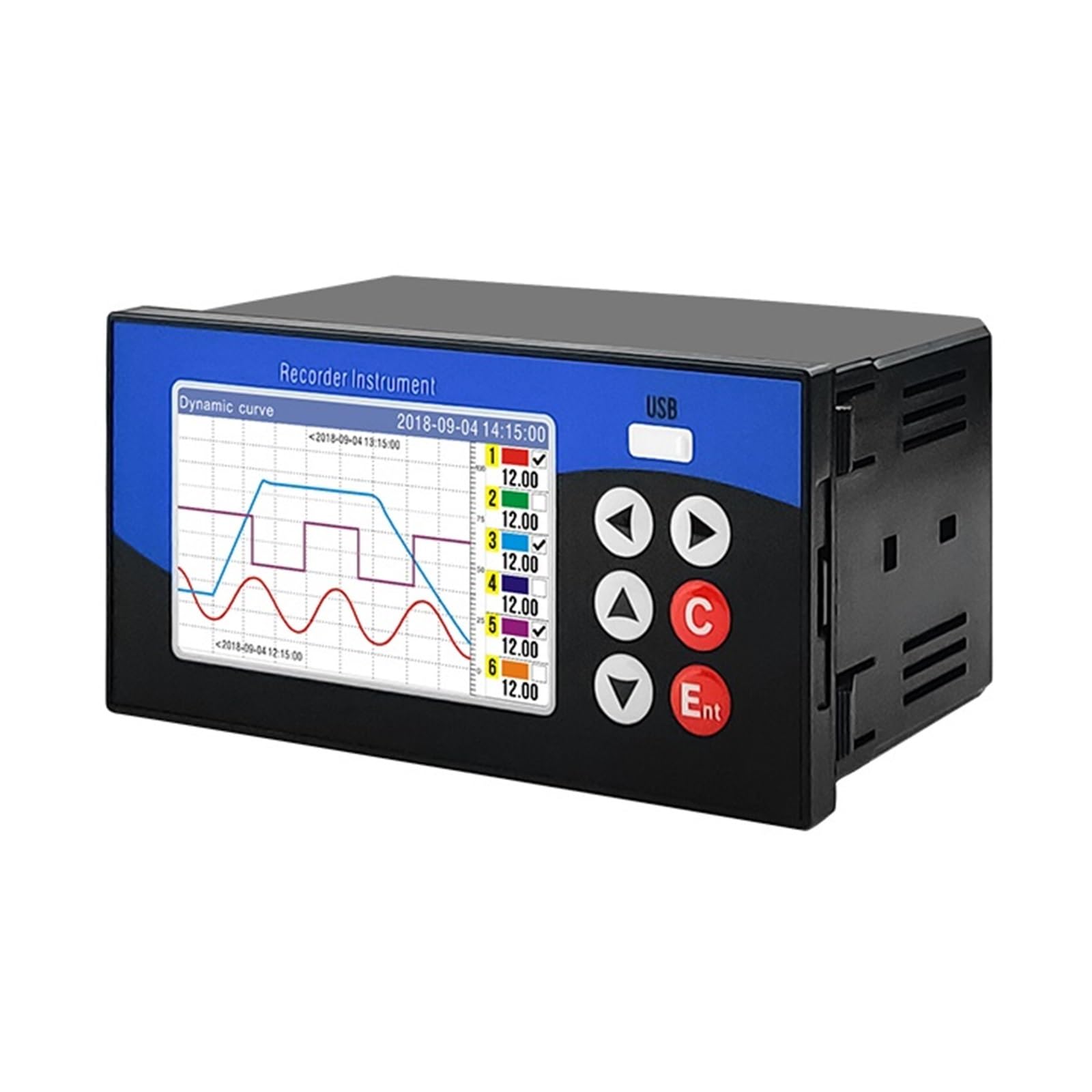 Datenlogger Temperatur Druck Strom Spannung Rekorder Trenddiagramm Datenbericht PT100 4-20 mA Analog RS485 USB(4Channels(220VAC))