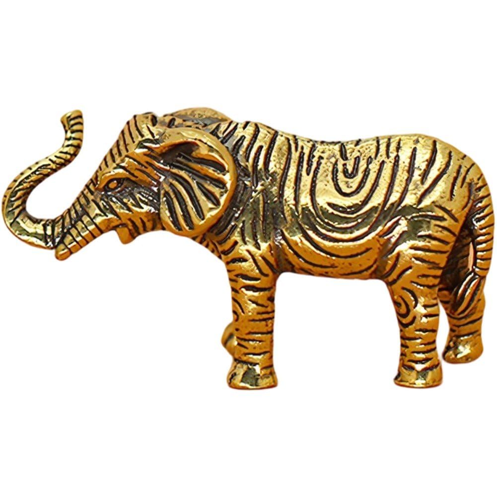 Luxylei Brass Elephant Figures, Lucky Wealth Elephant Statue, Small Elephant Table Ornament, Vintage Mini Fengshui Decor, Lucky Statue for Home Office Party Favor