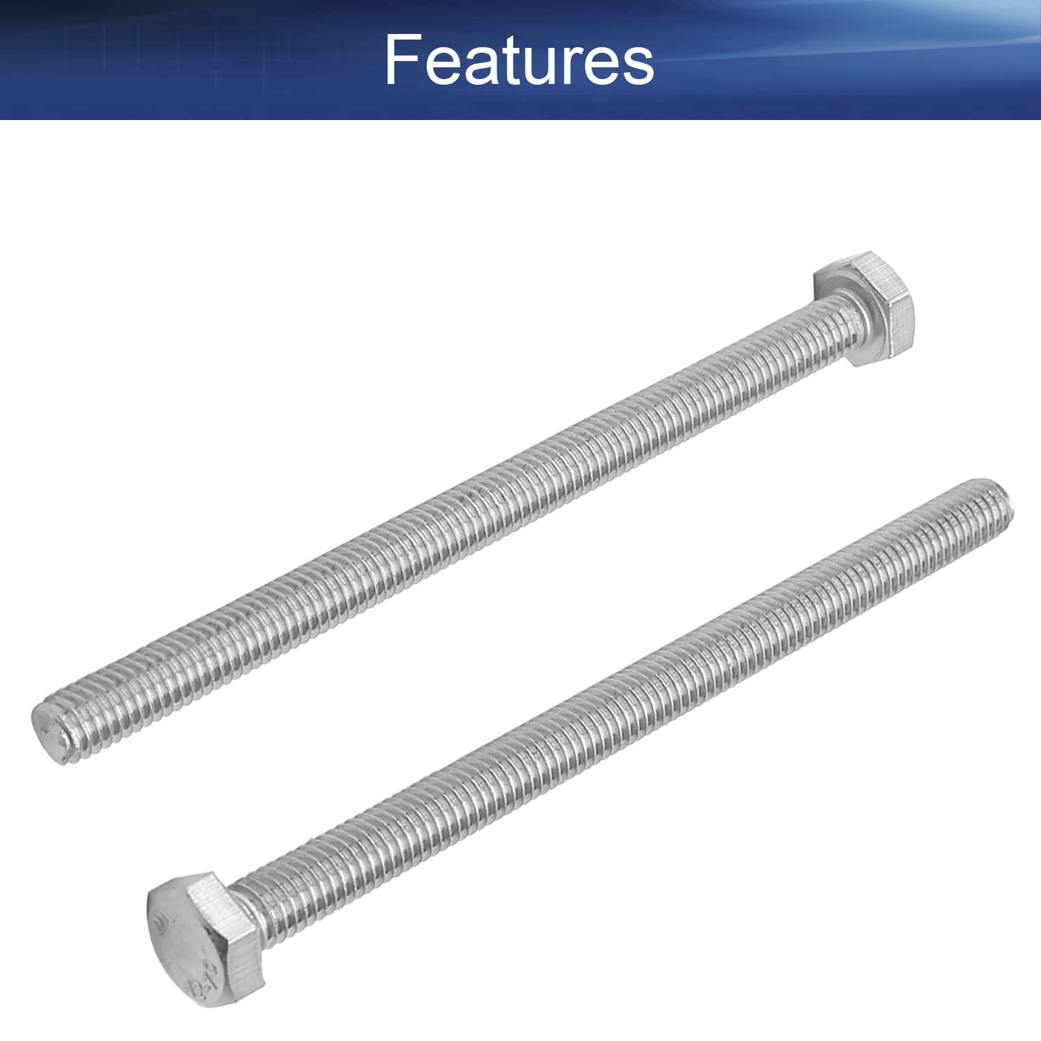 15Pcs 304 Stainless Steel Hex Bolt M6×1mm Pitch 3.54 inch Length Hex Head Screw Bolts Silver Fully Threaded Hex Tap Bolts