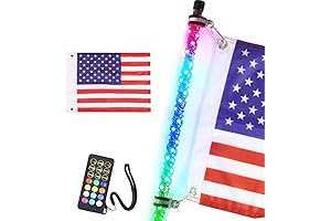 3FT RF Remote Control LED Whips Light with Dancing/Chasing Light with Hookup...