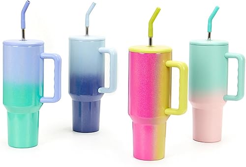 Miniatura 7 de Taza de viaje de acero inoxidable de 40 onzas con asa y pajilla, boca ancha, sin BPA, reutilizable, taza de café aislada para el hogar, la oficina o