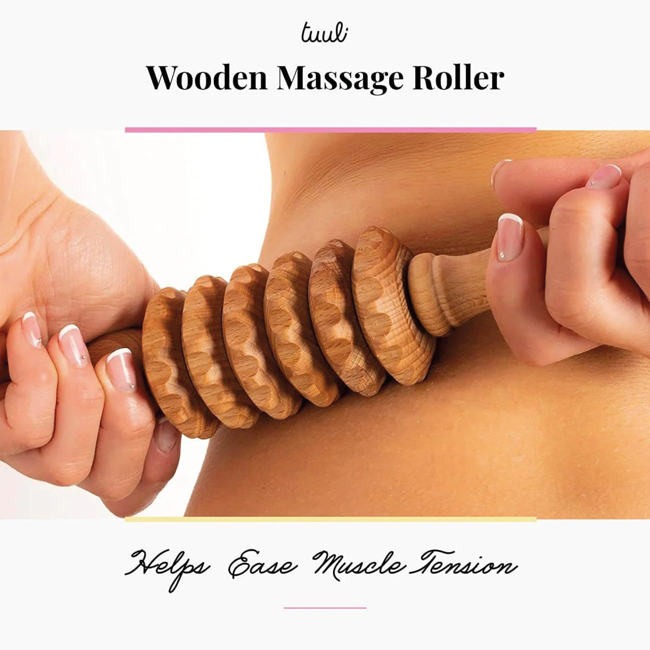 tuuli Accessories masażer do pleców, karku, ramion, wałka do masażu, z drewna