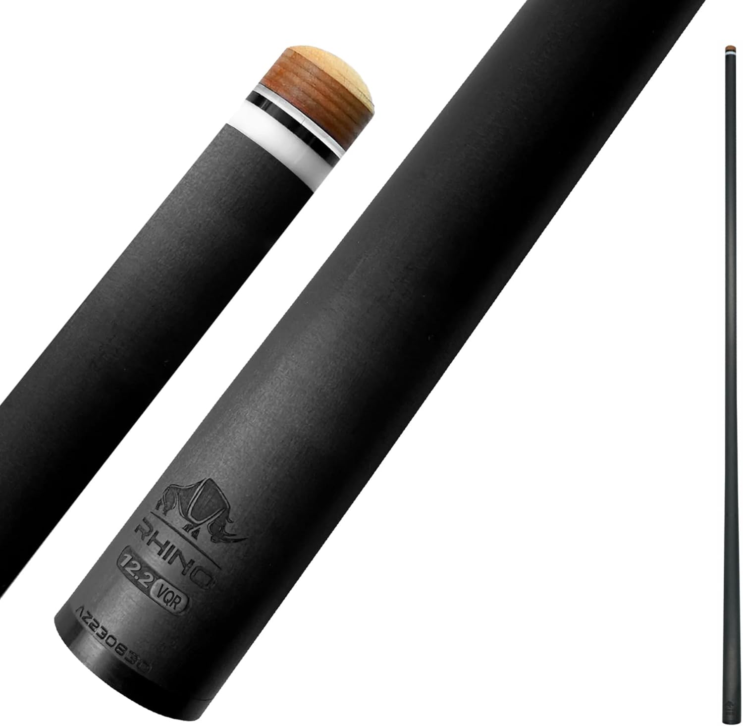 RHINO - 30" / Quick Release (VQR) Carbon Pool Cue Single Shaft, Tip, 12.2mm. Low Deflection Technology, pro Taper, Easy to Play
