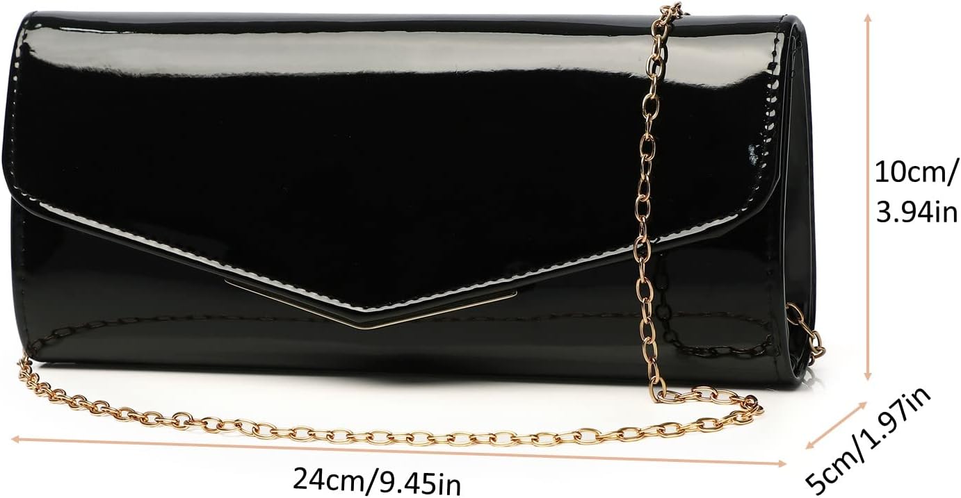 Patent Leather Envelope Clutch Womens Evening Handbag Stylish Crossbody Shoulder Bag Purse for Christmas Wedding Party Prom - Image 4