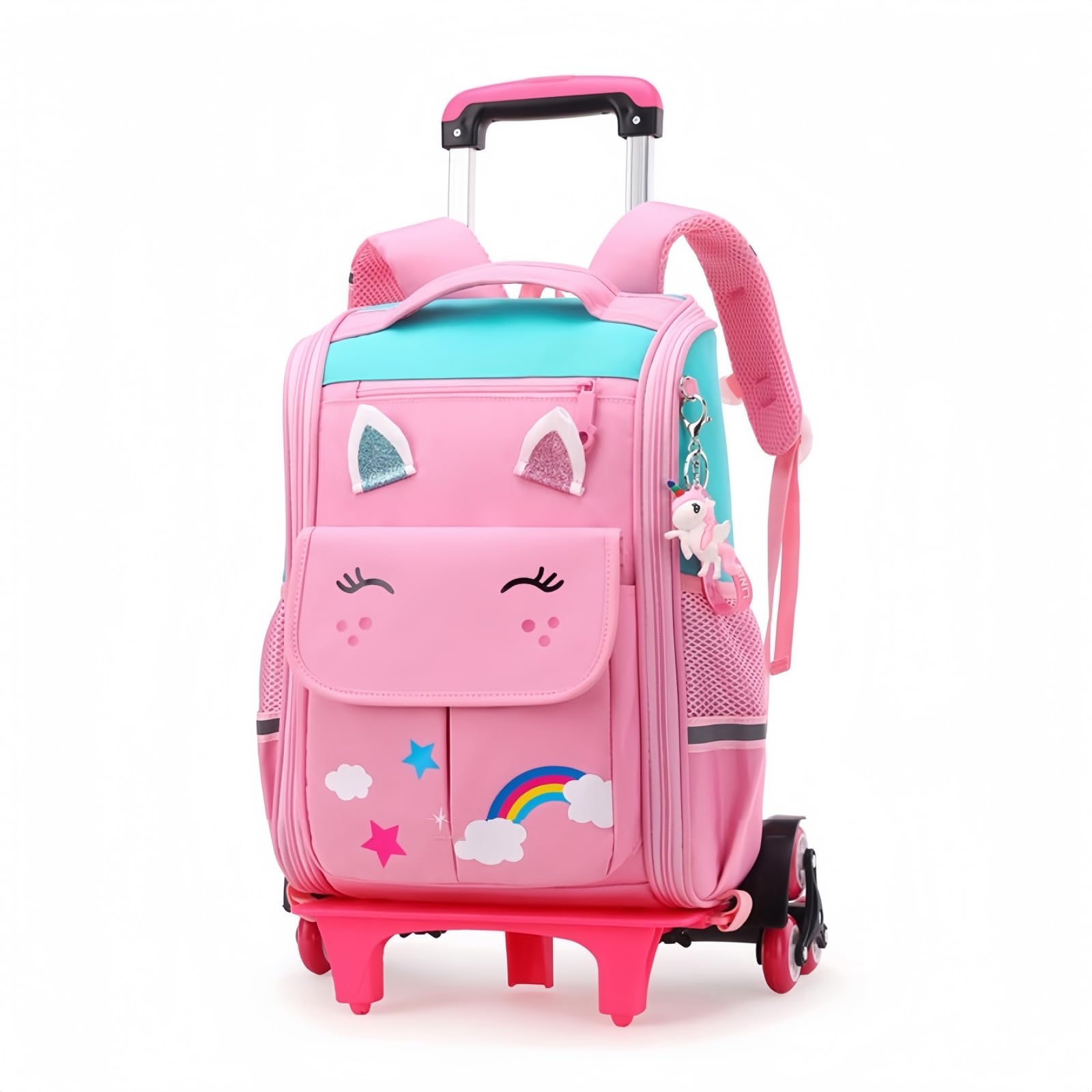 Mochila con Ruedas para Niñas, Mochila Escolar Trolley Desmontable Moderna para Alumnas de Primaria