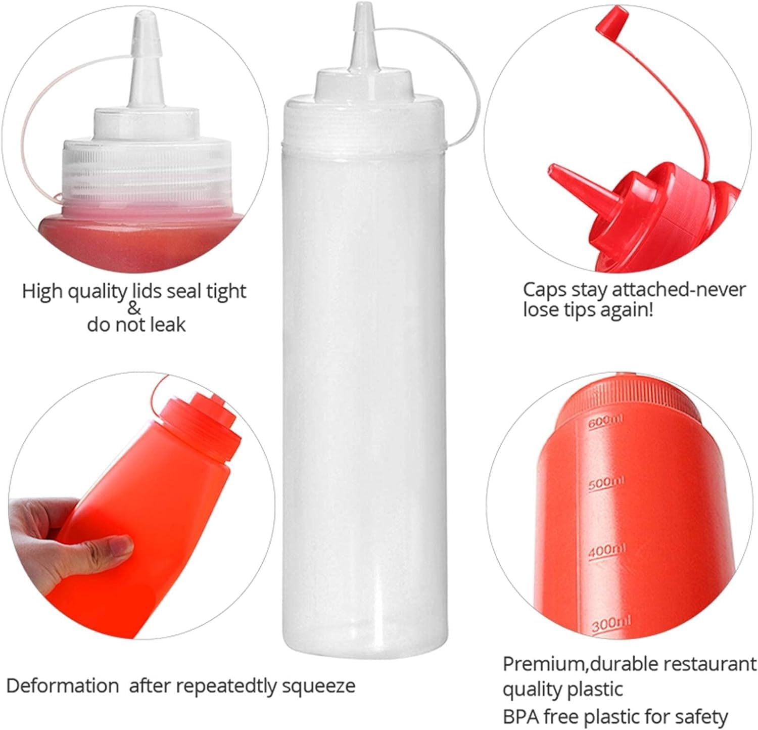 MIJOMA Saucenflaschen 2er Set 400ml – Squeeze Bottle für Ketchup & Senf aus Polyethylen – Dosierflasche spülmaschinenfest wiederverwendbar BBQ Küche Camping Gastronomie