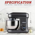 CUSIMAX Stand Mixer with Digital Switch, Timer 15mins & 8-Speen, 5-Quart 650W kitchen Electric Mixer, Tilt-Head with handle Dough Mixer, Wire Whip, Dough Hook & Beater, Grey