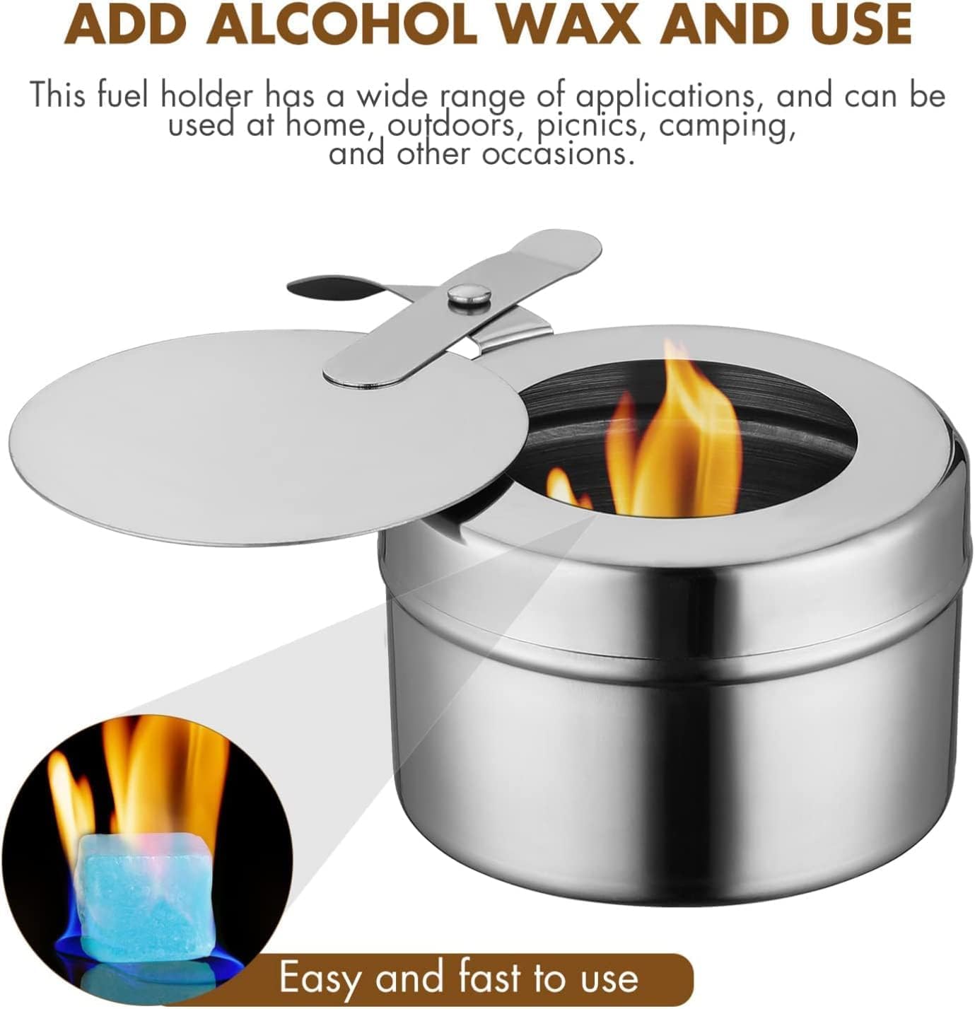 12 Pièces Récipient pour Pâte à Brûler, Récipient pour Pate Combustible Fondue, Accessoires pour Buffet -Cuiseur à Alcool en INOX pour Hotpot, Drypot, Poisson Grillé