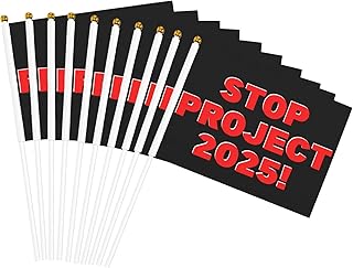 10 Pcs Stop Project 2025 Small Flag On Stick Double Sided Ban Project 2025 Mini Flag No Project 2025 Hand Held Flag Fade Resistant 5x8 In Flag