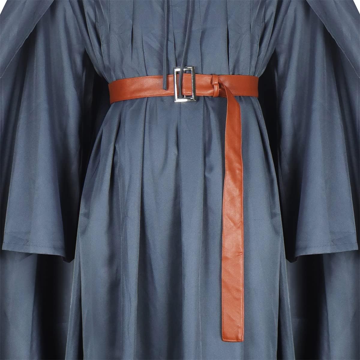 EDAUWAE Wizard Costume with Wigs Beards Pagan Tunic Costume Wizard Cloak Cosplay Grey Robe Hat Full Set Outfits for Adult