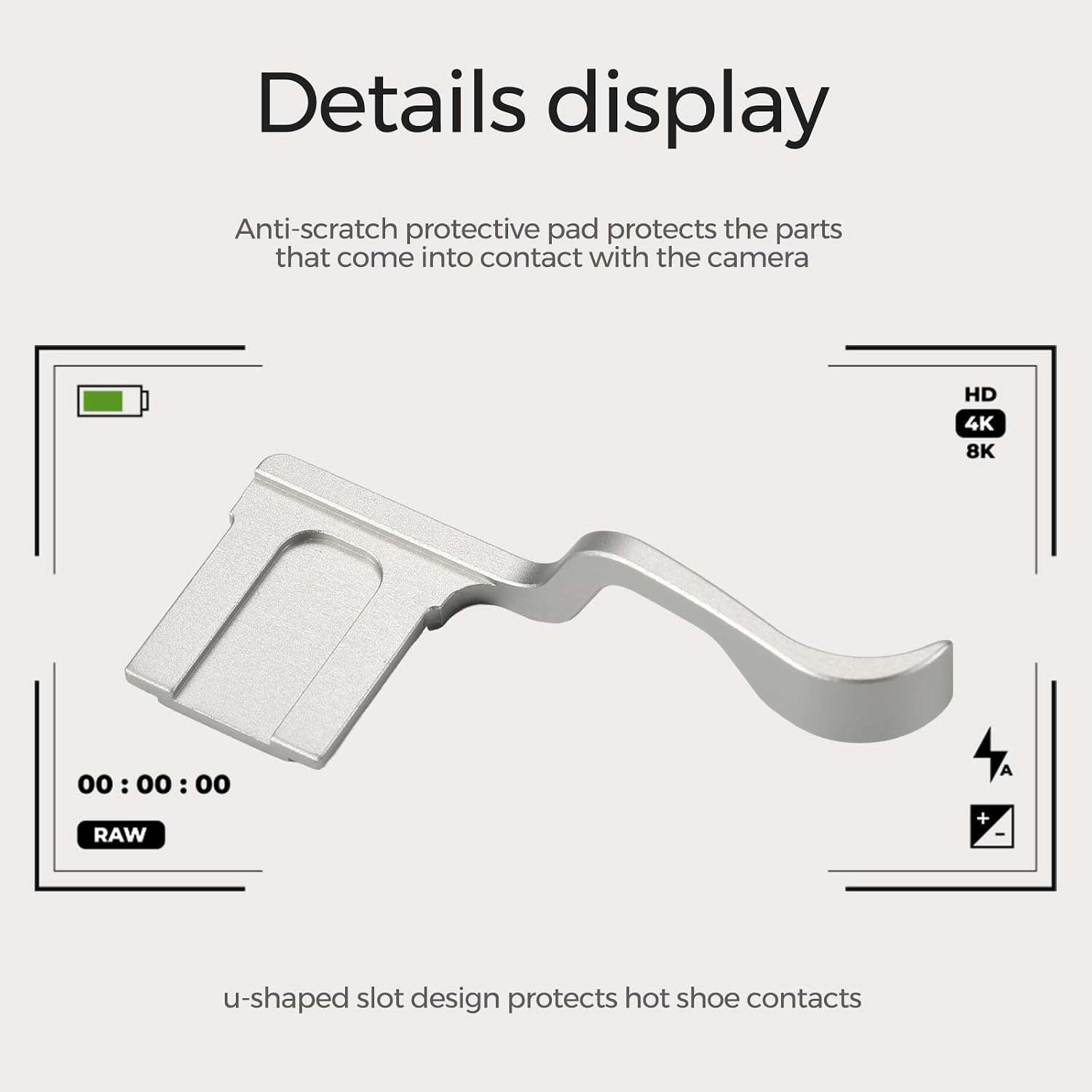 XT30 Camera Metal Thumb Hand Grip for Fujifilm XT10 XT20 XT30 XT30II XT50 Aluminum Alloy Grip Shutter Button Set for Fuji xt50 (Silver)
