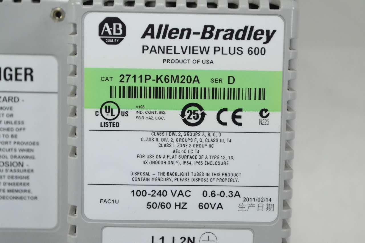 Amazon.com: ALLEN BRADLEY 2711P-K6M20A PANELVIEW PLUS 600 OPERATOR