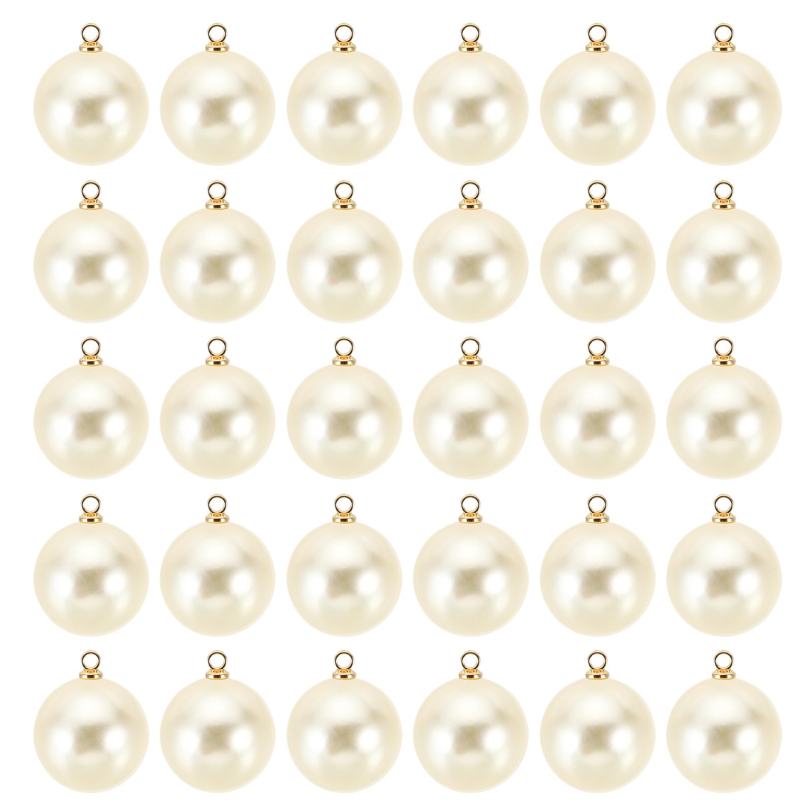 PATIKIL 10mm Pearl Charm, 100pcs Pearl Beads Faux Pearl Pendant Charm Beautiful DIY for Making s s Wedding Crafts Golden Beige