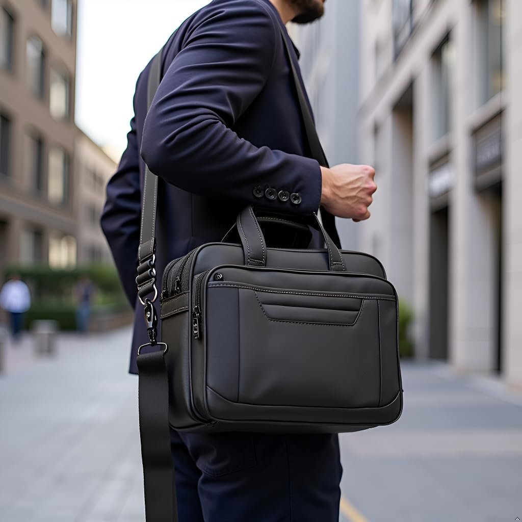 Briefcase Bag 15.6 Inch Laptop Messenger Bag Business Office Bag for Men Women, Shoulder Bag fit for Computer Notebook MacBook Hp Dell Lenovo Asus Apple - Image 2